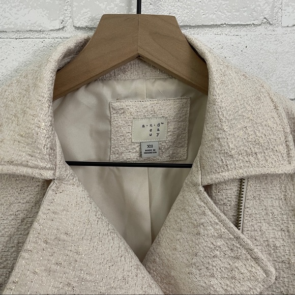 A NEW DAY Cream & Gold Shimmer Moto Jacket Blazer - Picture 3 of 10